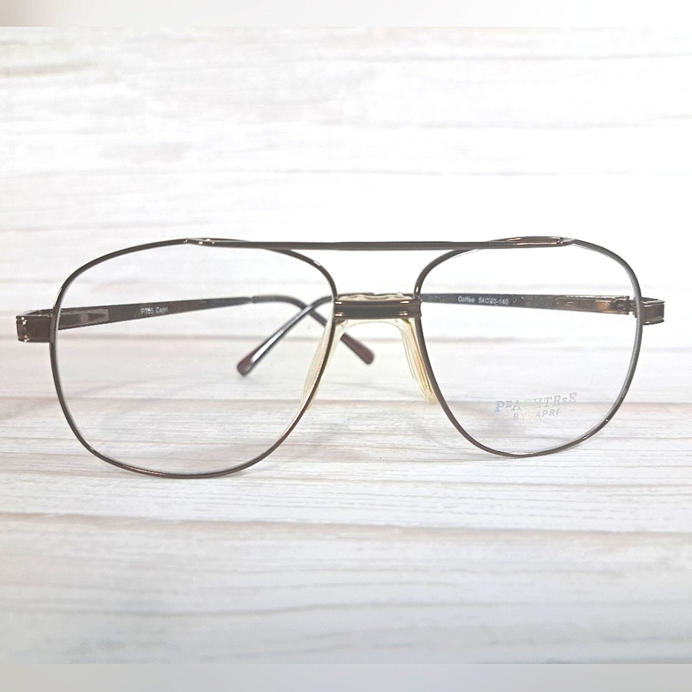 Vintage Eyeglass Frame Rx'able Sweatbar Aviator Brown Metal Glasses 54-20-140